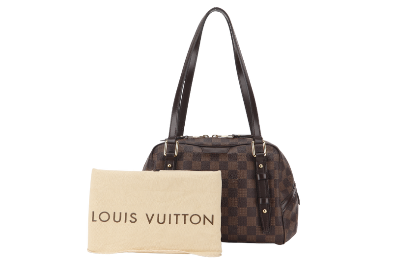 LOUIS VUITTON N41157 RIVINGTON PM DAMIER EBENE CANVAS GOLD HARDWARE WITH DUST COVER