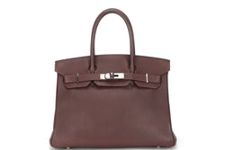 HERMES BIRKIN 30 (STAMP C SQUARE) BRULEE TOGO LEATHER SILVER HARDWARE, WITH KEY & LOCK, NO DUST COVER & BOX