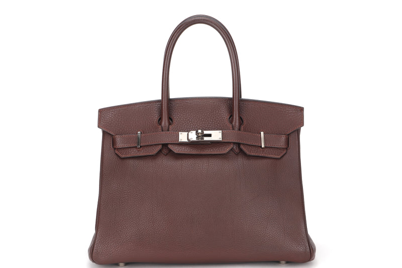 HERMES BIRKIN 30 (STAMP C SQUARE) BRULEE TOGO LEATHER SILVER HARDWARE, WITH KEY & LOCK, NO DUST COVER & BOX