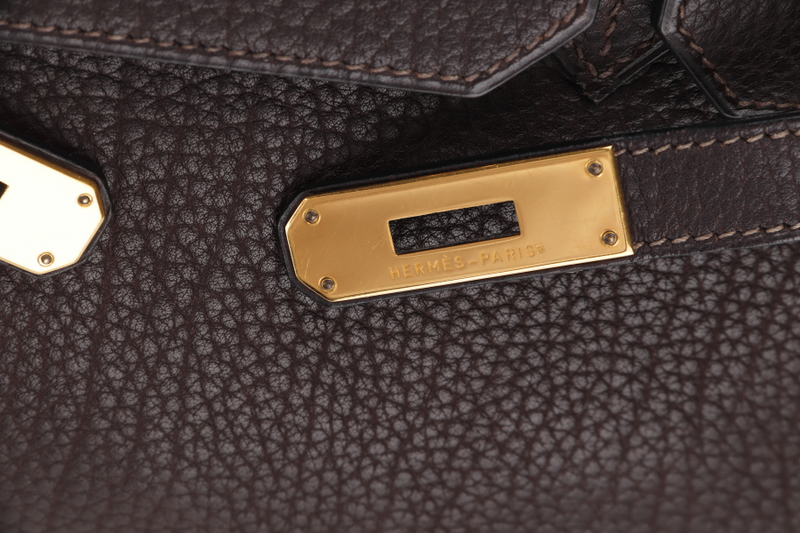 HERMES BIRKIN 35 [STAMP H SQUARE (YEAR 2004)] CHOCOLATE FJORD LEATHER GOLD HARDWARE, WITH KEY & LOCK, NO DUST COVER