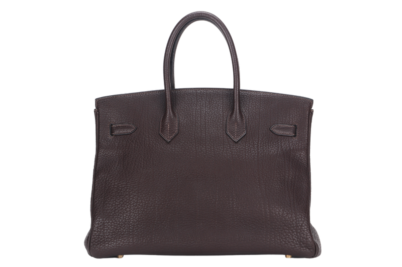 HERMES BIRKIN 35 [STAMP H SQUARE (YEAR 2004)] CHOCOLATE FJORD LEATHER GOLD HARDWARE, WITH KEY & LOCK, NO DUST COVER