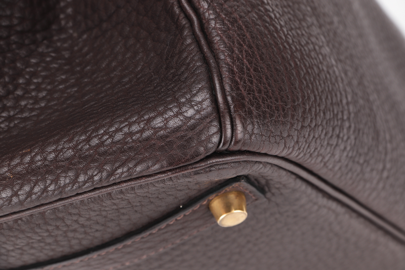 HERMES BIRKIN 35 [STAMP H SQUARE (YEAR 2004)] CHOCOLATE FJORD LEATHER GOLD HARDWARE, WITH KEY & LOCK, NO DUST COVER