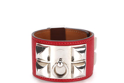 HERMES COLLIER DE CHIEN [STAMP Q SQUARE (2013)] S ROUGE EPSON LEATHER SILVER HARDWARE, WITH DUST COVER & BOX