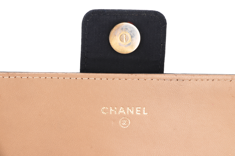 CHANEL FOLD LONG WALLET (2283xxxx) 19.5CM BROWN & BLACK LEATHER GOLD HARDWARE, WITH CARD, NO DUST COVER