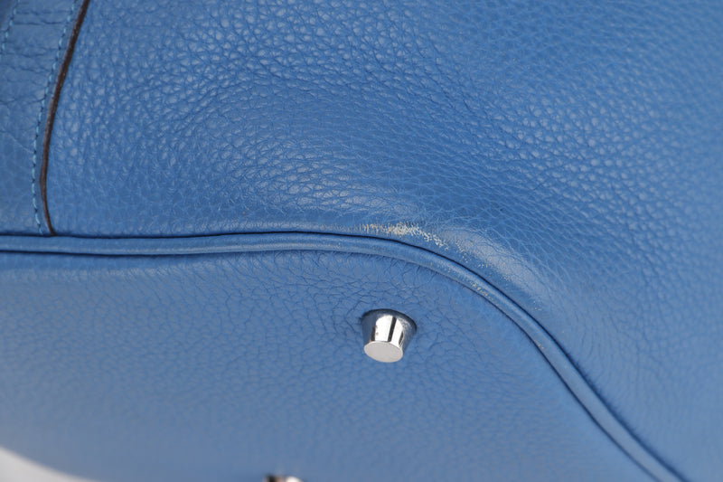 HERMES PICOTIN 26 LOCK GM [STAMP O (2011)] BLUE IZMIR TOGO LEATHER PALLADIUM HARDWARE, WITH LOCK, KEY & DUST COVER