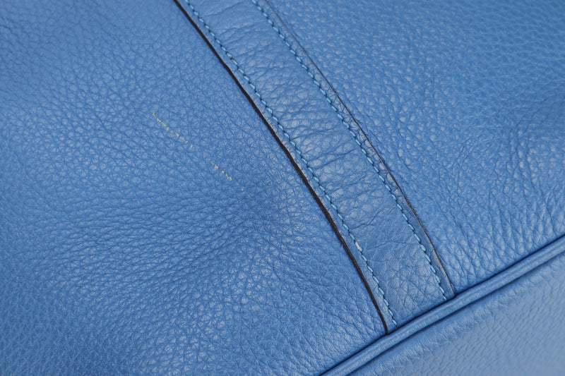 HERMES PICOTIN 26 LOCK GM [STAMP O (2011)] BLUE IZMIR TOGO LEATHER PALLADIUM HARDWARE, WITH LOCK, KEY & DUST COVER