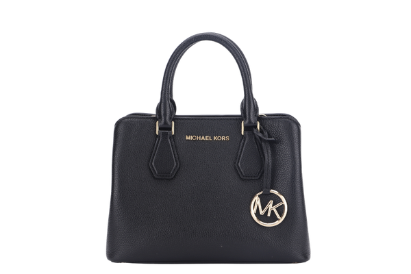 MICHAEL KORS CAMILLE 2 WAY BAG MEDIUM BLACK LEATHER GOLD HARDWARE, WITH STRAP & DUST COVER