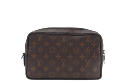 LOUIS VUITTON MACASSAR KASAI POCHETTE MONOGRAM CANVAS SILVER HARDWARE WITH BOX