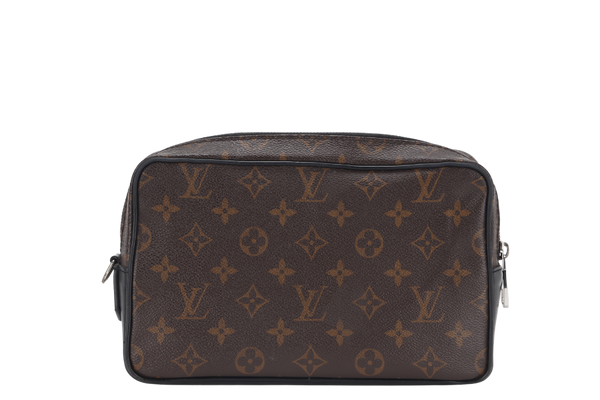 LOUIS VUITTON MACASSAR KASAI POCHETTE MONOGRAM CANVAS SILVER HARDWARE WITH BOX