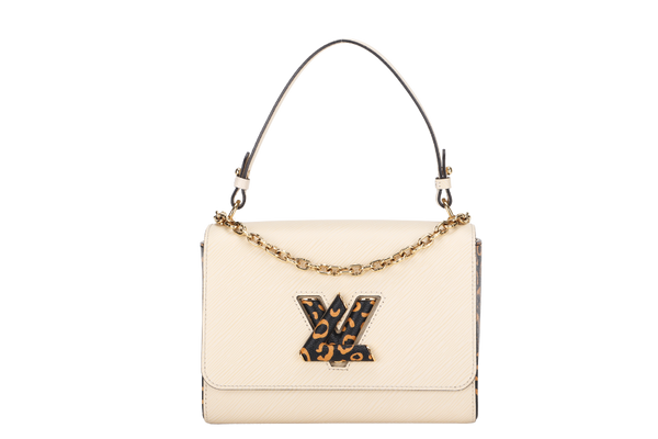 LOUIS VUITTON M53928 TWIST MM SIZE BEIGE JUNGLE PRINT EPI LEATHER GOLD HARDWARE WITH CHAIN