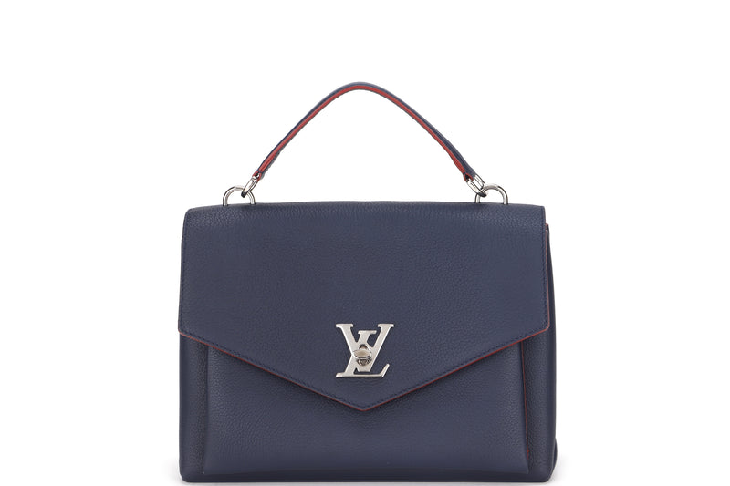 LOUIS VUITTON M53197 MYLOCKME SATCHEL 28CM (FL1129) MARINE ROUGE CALF LEATHER SILVER HARDWARE, WITH STRAP, DUST COVER & BOX