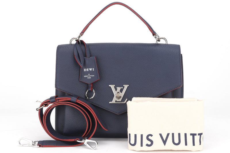 LOUIS VUITTON M53197 MYLOCKME SATCHEL 28CM (FL1129) MARINE ROUGE CALF LEATHER SILVER HARDWARE, WITH STRAP, DUST COVER & BOX