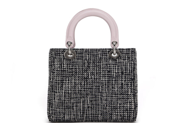 CHRISTIAN DIOR LADY DIOR PATCHWORK LOVE (17-BO-0185) MULTICOLOR MEDIUM TWEED SILVER HARDWARE, WITH STRAP, CARD, DUST COVER & BOX