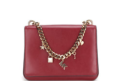 MICHAEL KORS SHOULDER BAG MAROON CALFSKIN GOLD HARDWARE, WITH STRAP, NO DUST COVER