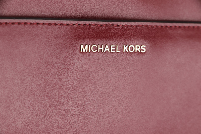 MICHAEL KORS SHOULDER BAG MAROON CALFSKIN GOLD HARDWARE, WITH STRAP, NO DUST COVER