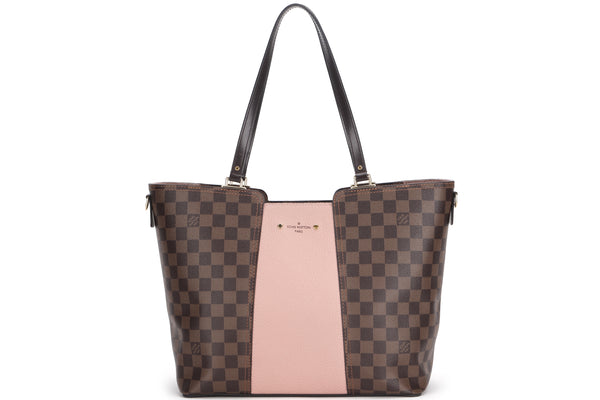 LOUIS VUITTON JERSEY TOTE (FL2139) PINK & DAMIER EBENE CANVAS GOLD HARDWARE, WITH STRAP, KEYS, LOCK, DUST COVER & BOX