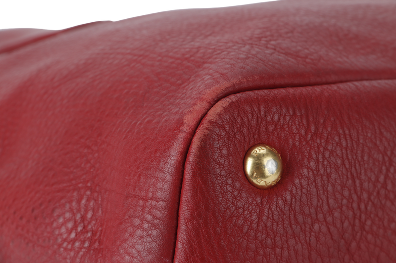 PRADA BN2317 TOTE LARGE ROSSO VITELLO DAINO LEATHER GOLD HARDWARE WITH CARD