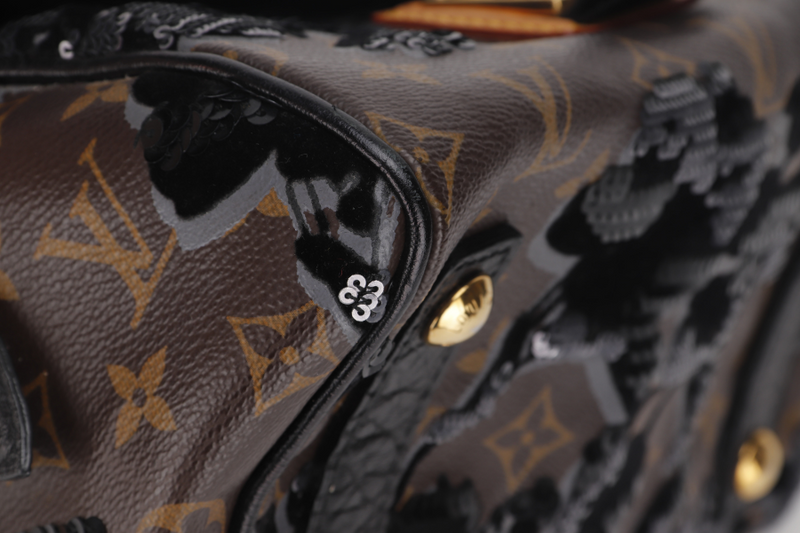 LOUIS VUITTON M40434 FLEUR DE JAI CARROUSEL LIMITED EDITION HANDBAG (TJ3170) MEDIUM BROWN NOIR MONOGRAM CANVAS & LEATHER GHW, WITH LOCK & KEYS & DUST COVER