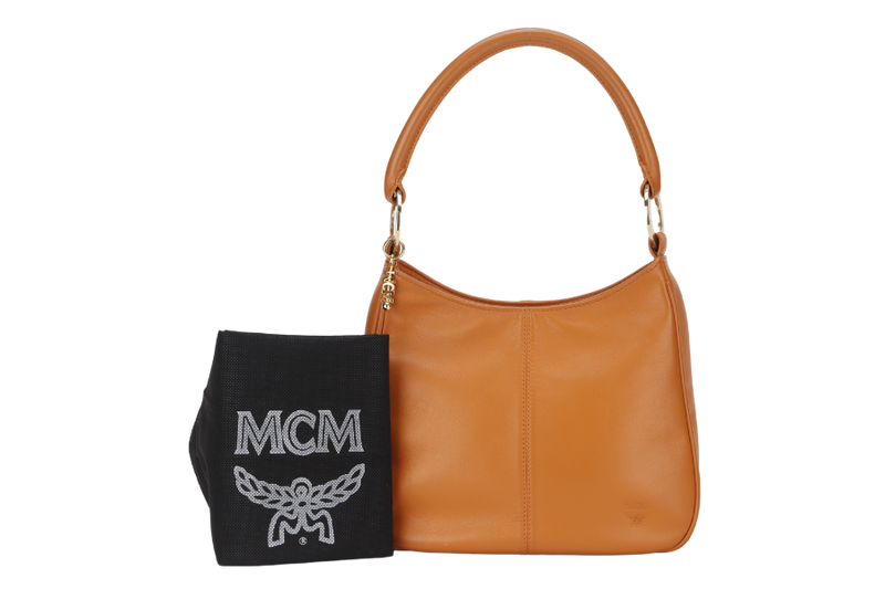 MCM MEDIUM ORANGE LEATHER HOBO BAG GOLD HARDWARE WITH DUST COVER