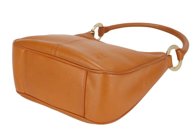 MCM MEDIUM ORANGE LEATHER HOBO BAG GOLD HARDWARE WITH DUST COVER