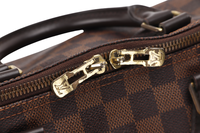 LOUIS VUITTON SPEEDY BANDOULIERE 30 (N41367) DAMIER EBENE CANVAS GOLD HARDWARE WITH EXTRA EXTENDED STRAP