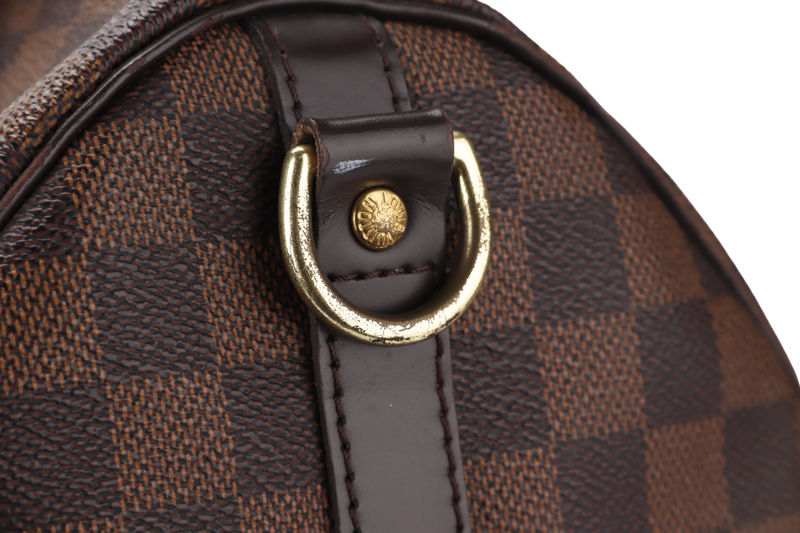 LOUIS VUITTON SPEEDY BANDOULIERE 30 (N41367) DAMIER EBENE CANVAS GOLD HARDWARE WITH EXTRA EXTENDED STRAP