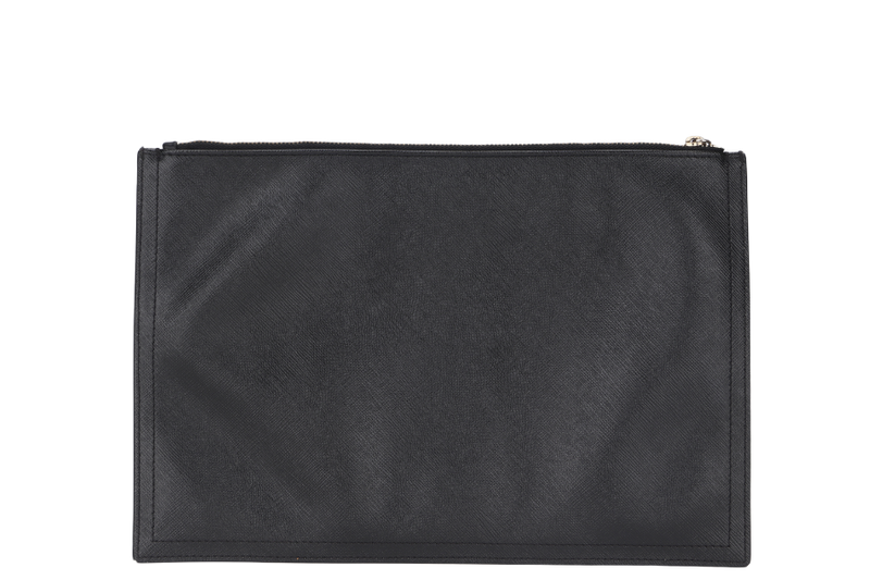 GIVENCHY ANTIGONA PRINT ZIP CLUTCH (TE 0143) MEDIUM BLACK LEATHER GOLD HARDWARE, NO DUST COVER