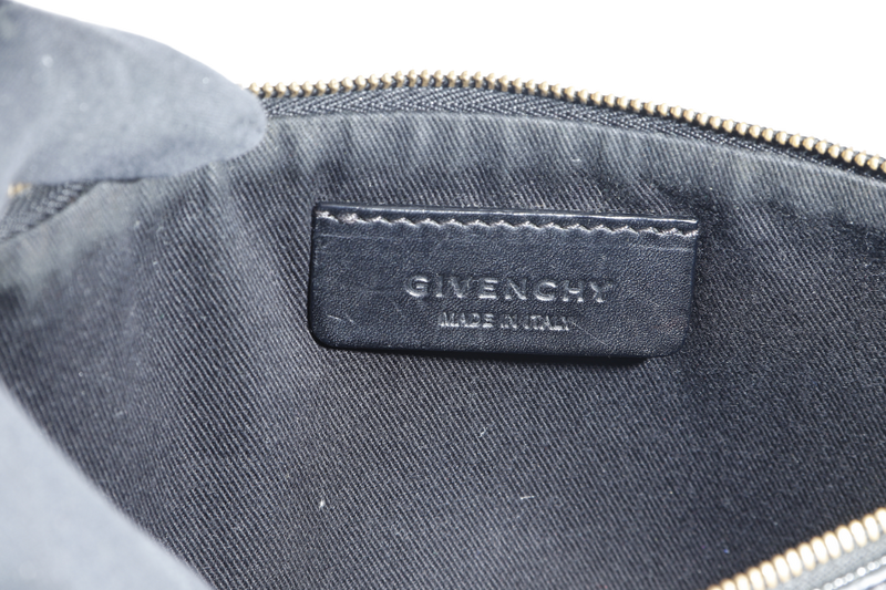 GIVENCHY ANTIGONA PRINT ZIP CLUTCH (TE 0143) MEDIUM BLACK LEATHER GOLD HARDWARE, NO DUST COVER