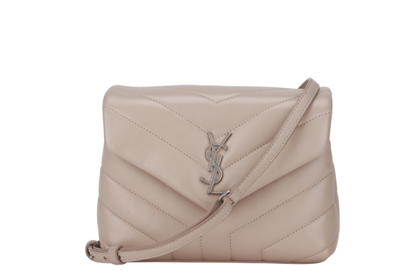 SAINT LAURENT (YSL) LOULOU TOY QUILTED SHOULDER BAG (GUE 467 072 1117) MARBLE PINK CALFSKIN LEATHER SILVER HARDWARE WITH STRAP & DUST COVER