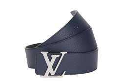 LOUIS VUITTON TILT REVERSIBLE BELT (M0532) BLUE & GREY SILVER HARDWARE WITH DUST COVER & BOX