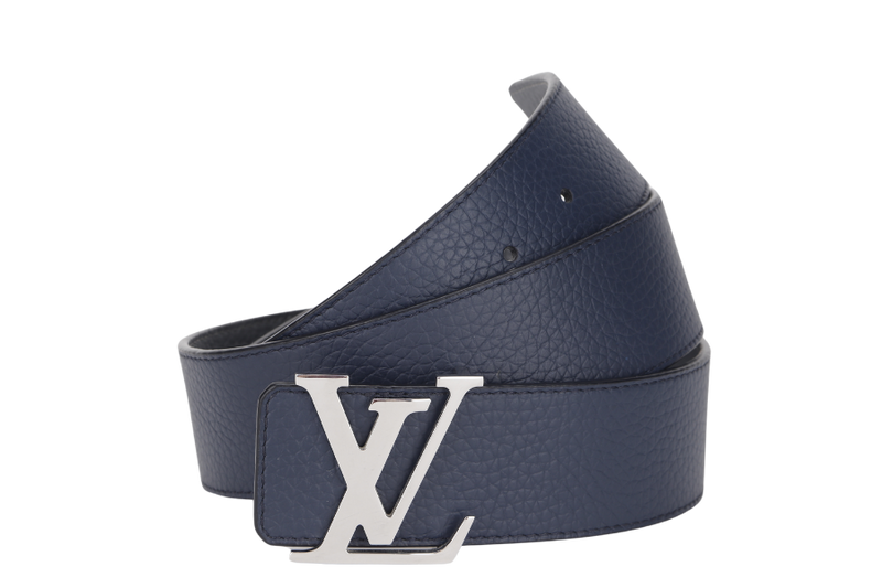 LOUIS VUITTON TILT REVERSIBLE BELT (M0532) BLUE & GREY SILVER HARDWARE WITH DUST COVER & BOX