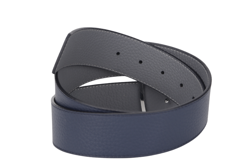 LOUIS VUITTON TILT REVERSIBLE BELT (M0532) BLUE & GREY SILVER HARDWARE WITH DUST COVER & BOX