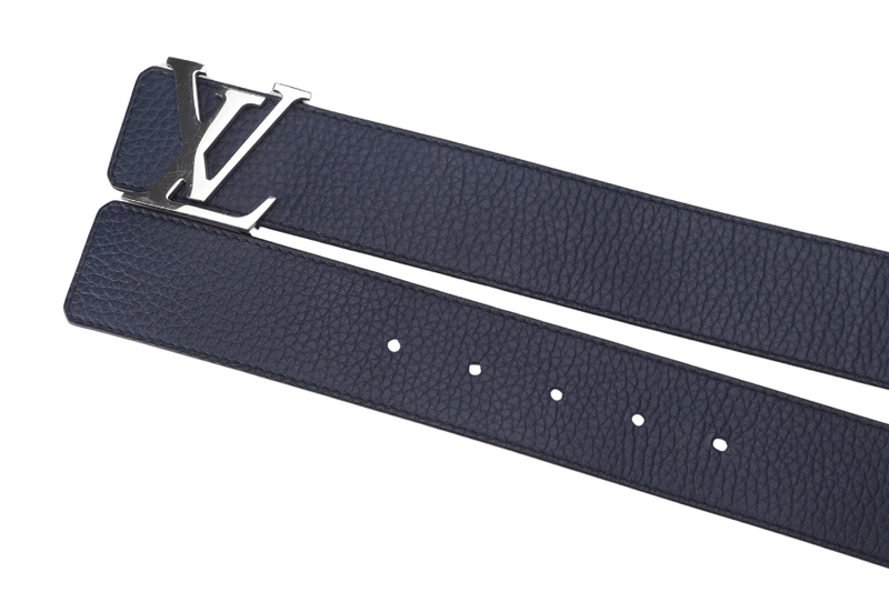 LOUIS VUITTON TILT REVERSIBLE BELT (M0532) BLUE & GREY SILVER HARDWARE WITH DUST COVER & BOX