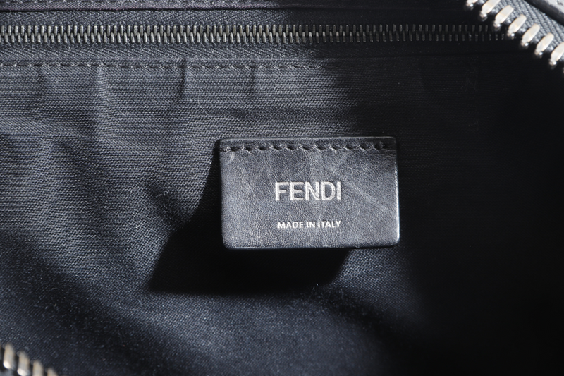 FENDI SELLERIA 7VZ027 07B LARGE GREY BACKPACK LEATHER METAL STITCH PALLADIUM HARDWARE WITH DUST COVER
