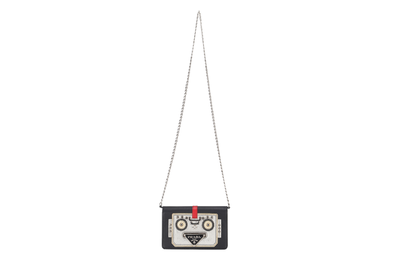 PRADA ROBOT WALLET ON CHAIN SAFFIANO LEATHER SILVER HARDWARE, NO DUST COVER