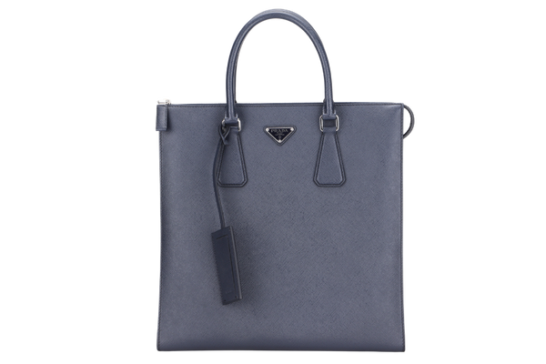 PRADA 2VG079 TALL GREY SAFFIANO LEATHER SILVER HARDWARE WITH DUST COVER