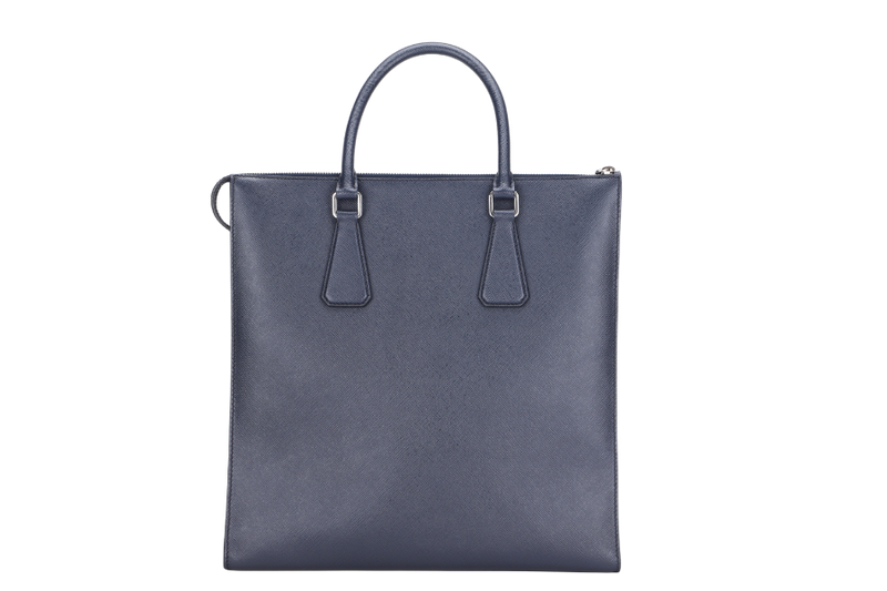 PRADA 2VG079 TALL GREY SAFFIANO LEATHER SILVER HARDWARE WITH DUST COVER
