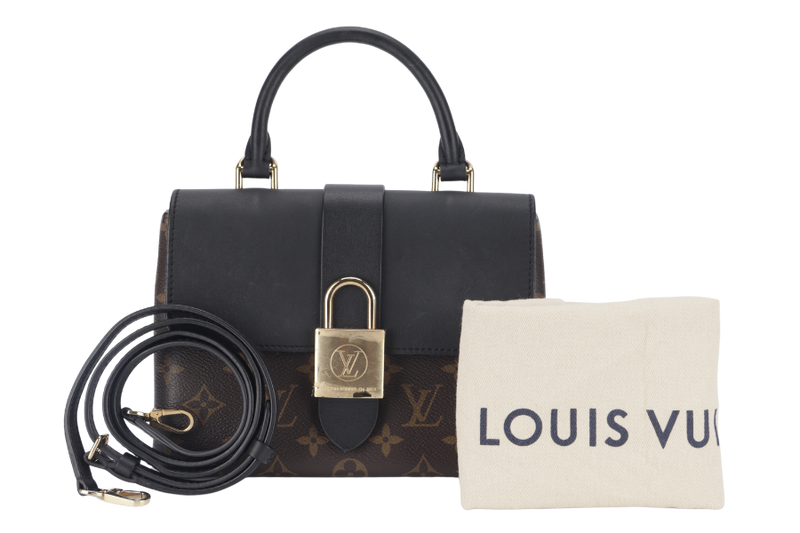 LOUIS VUITTON LOCKY BB (M44141) MONOGRAM CANVAS BLACK LEATHER GOLD HARDWARE WITH STRAP