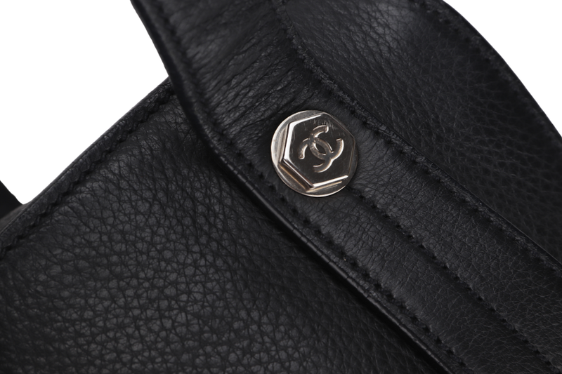 CHANEL BOLT BOWLER BAG (1009xxxx) BLACK GRAINED CALFSKIN SILVER HARDWARE, NO CARD & DUST COVER