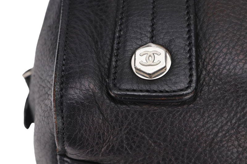 CHANEL BOLT BOWLER BAG (1009xxxx) BLACK GRAINED CALFSKIN SILVER HARDWARE, NO CARD & DUST COVER