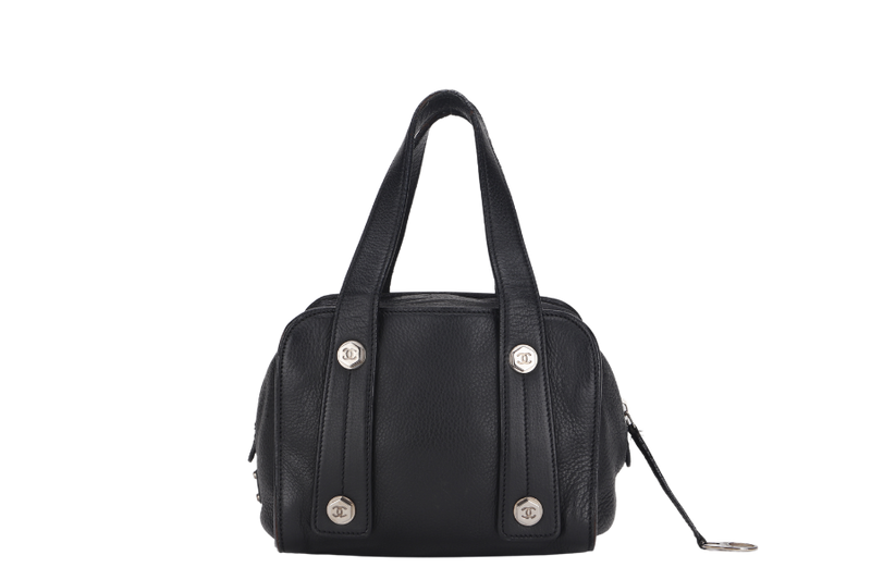 CHANEL BOLT BOWLER BAG (1009xxxx) BLACK GRAINED CALFSKIN SILVER HARDWARE, NO CARD & DUST COVER