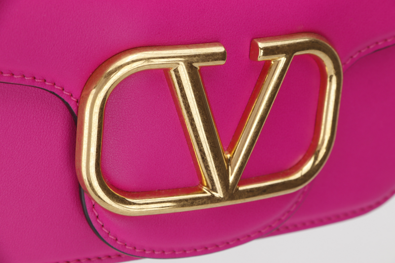 VALENTINO GARAVANI LOCO SMALL LEATHER SHOULDER BAG PINK COLOR WITH GOLD HARDWARE & DUST COVER