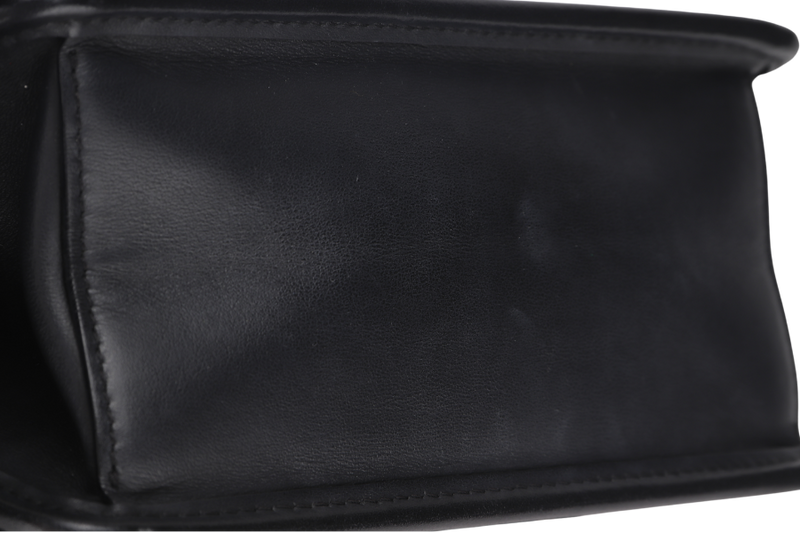 FENDI KAN I MONOGRAM CROSSBODY BAG (188-10429) SMALL BLACK CALF LEATHER SILVER HARDWARE, WITH CARD, DUST COVER & BOX