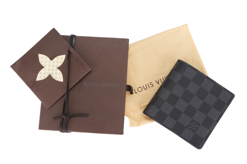 LOUIS VUITTON N62664 PORTEFEUILLE MARCO WALLET DAMIER GRAPHITE, WITH DUST COVER & BOX