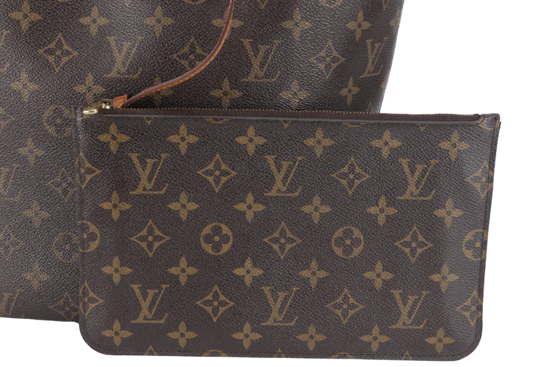 LOUIS VUITTON NEVERFULL MM MONOGRAM CANVAS WITH SMALL POUCH GOLD HARDWARE