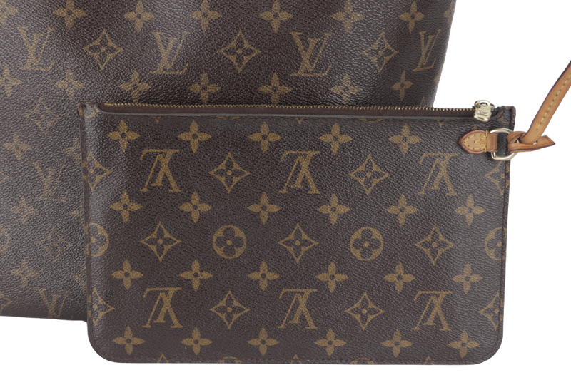 LOUIS VUITTON NEVERFULL MM MONOGRAM CANVAS WITH SMALL POUCH GOLD HARDWARE