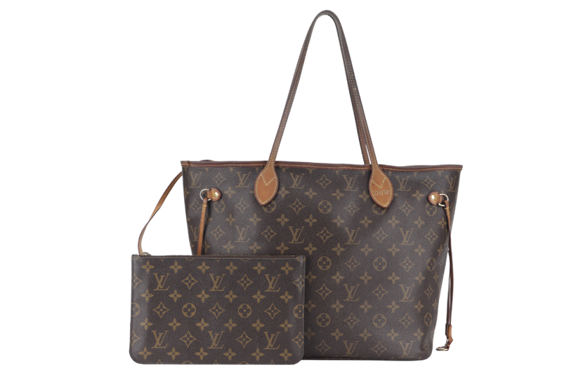 LOUIS VUITTON NEVERFULL MM MONOGRAM CANVAS WITH SMALL POUCH GOLD HARDWARE