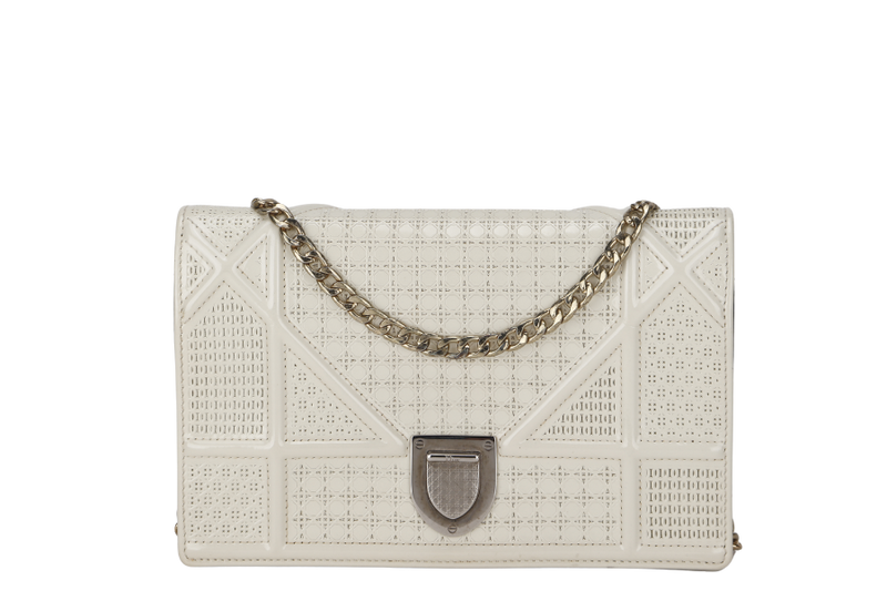 christian dior diorama wallet on chain white patent leather gold hardware 09 bo 1116 with chain strap