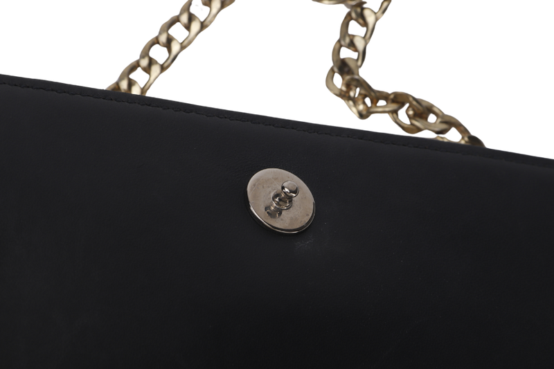 CHRISTIAN DIOR DIORAMA WALLET ON CHAIN  WHITE PATENT LEATHER GOLD HARDWARE 09-BO-1116 WITH CHAIN STRAP
