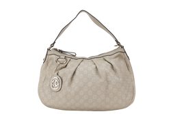 GUCCI WHITE GUCCISSIMA SUKEY SHOULDER BAG CALFSKIN LEATHER SILVER HARDWARE (232955 204991) WITH DUST COVER